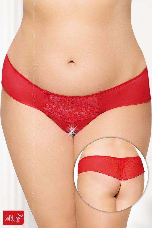 TANGA IN MICRORETE E PIZZO FLOREALE ROSSO 3XL