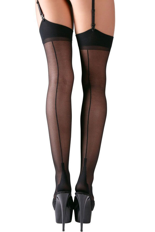Calze nere velate curvy con riga posteriore Taglie forti