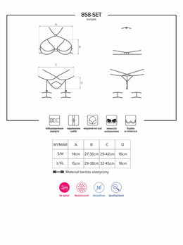 Completo intimo microrete con borchie 3 pz