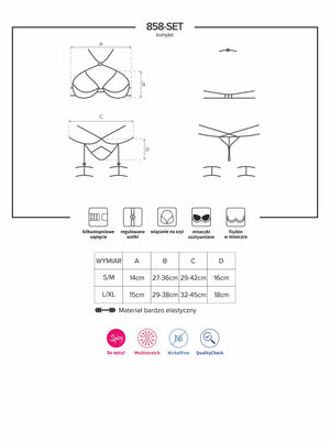 Completo intimo microrete con borchie 3 pz